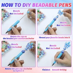 150 Pieces DIY Beadable Pen Kit – 50 Plastic Ballpoint Pens with Refills & Ba…