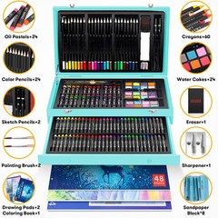 Art Supplies, 150-Pack Deluxe Wooden Art Set Crafts Drawing Painting Kit with 1