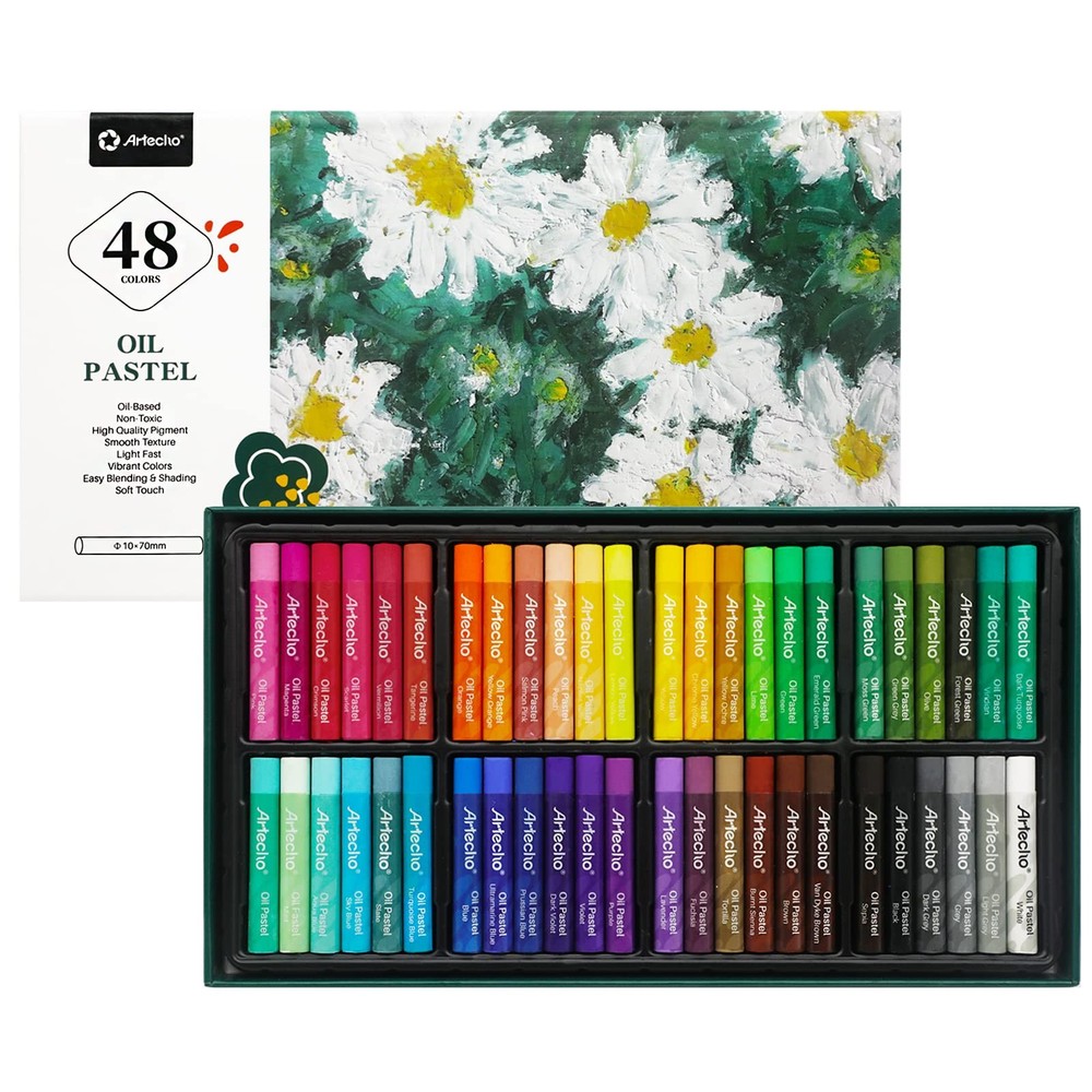 Oil Pastels Set of 48 Colors, Soft Oil Pastels for Art Painting, Drawing, Ble…