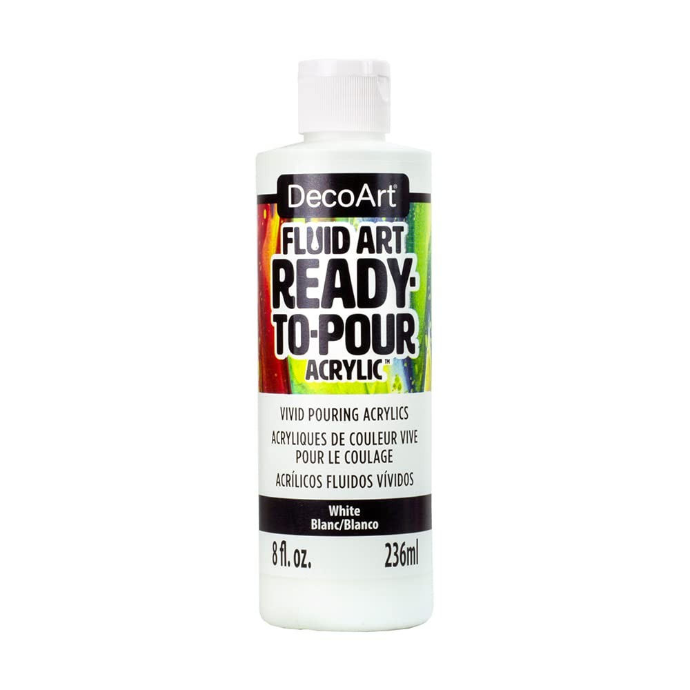 Deco Art FluidArt Ready To Pour Acrylic Paint 8 Oz White Canvas Crafting
