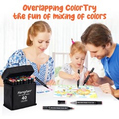 Art Markers, for Adult Coloring Books No Bleeding,40 Colors Dual Tip Alcohol …