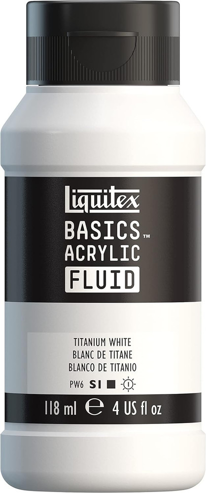 BASICS Acrylic Fluid Paint, 118Ml (4-Oz) Bottle, Titanium White