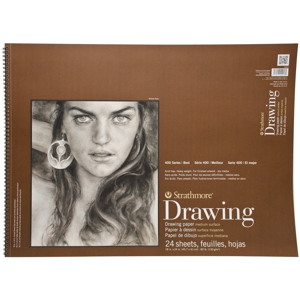 400-8 400 Series Drawing Pad, 18″x24″, Ivory/Cream, 24 Sheets, Medium