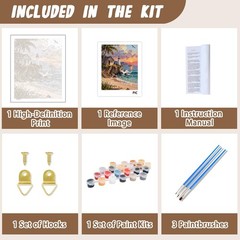 Beach Paint by Numbers Kit for Adults Beginners, Beach Paint by Number for Adult