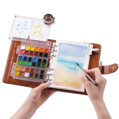Watercolor Travel Sketchbook Set, 36-Color Watercolor Paints Kit & 100% Cotto…