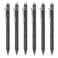 6Pcs Erasable Gel Pens, Retractable Fine Point 0.5mm Markers, Black