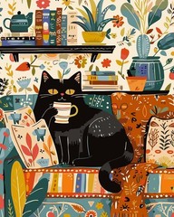 Black Cat Paint by Numbers Kit for Adults Beginner, Animals Paint by Number Kits