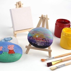 Tosnail 24 Pack 3″ x Mini Canvas and Easel Set, Small Art White
