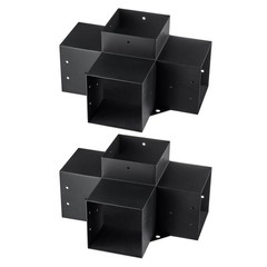 4-Way 6x6in Heavy Duty Corner Bracket 2Pcs & Woodworks DIY Post Base