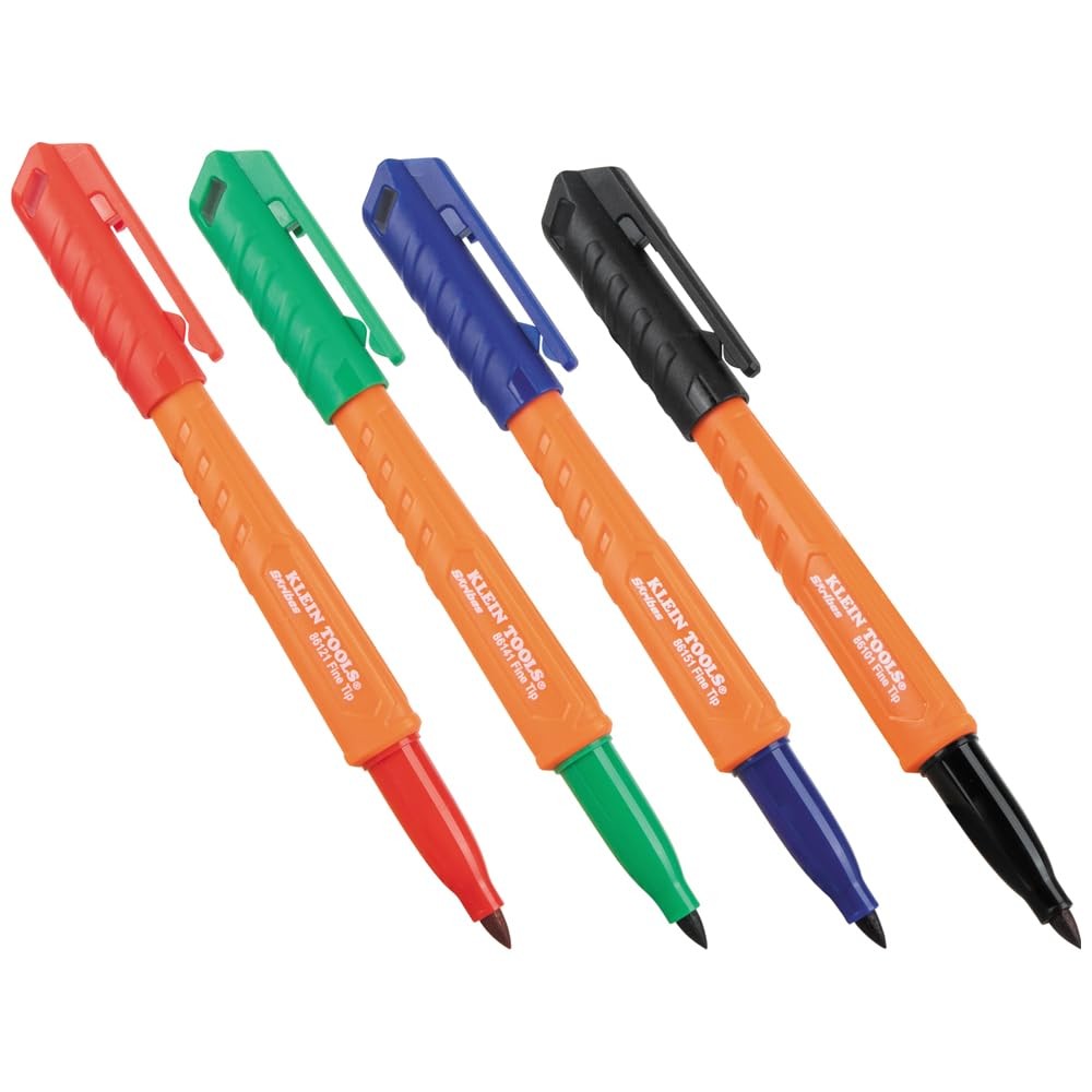 KLEIN TOOLS 861914 Skribes Fine 1 Count (Pack of 1), Red, blue, black, green