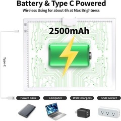 A3 LED Light Board Battery Powered 3 Mode 6 Level White