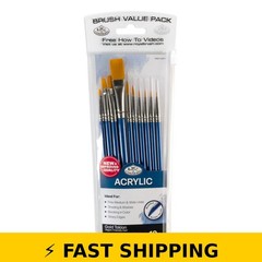 Royal & Langnickel Gold Taklon Acrylic Art Brushes – 10 Pieces