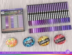 Acrylic Paint Pens 22 Purple Tones Assorted Pro Color Series Markers Set 0.7m…