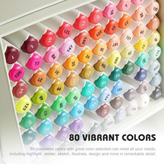 Arrtx Alcohol Markers ALP 80 Colors,Dual Tips Permanent Drawing Art Markers for