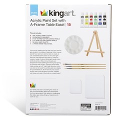 15-Piece Artist Painting Set with 6 Vivid Acrylic Paint Colors, 12″ Easel, 4 …