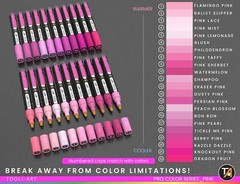 22 Acrylic Paint Pens (PINKS) Pro Color Series Set (3mm MEDIUM)