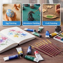 6 PCS Detail Paint Brush Set Miniature Fine Tip For Acrylic Watercolor
