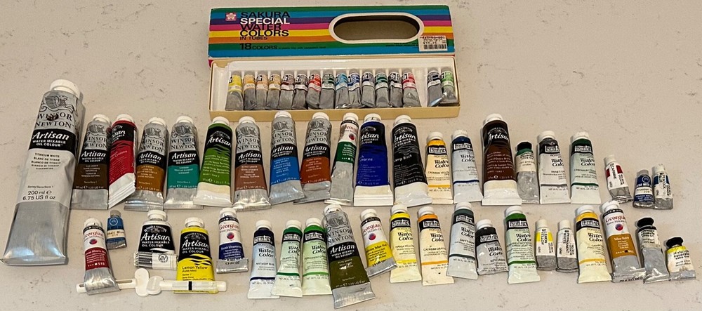 LOT WINSOR & NEWTON ARTISAN & OTHERS WATER MIXABLE OIL COLORS USED