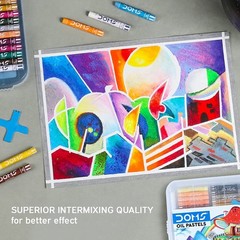 Doms 25 Shades Oil Pastel Set With Case, Non Toxic Kids Art Colors Scraper Set
