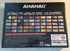 Amamao 100 Colors Acrylic Paint Markers Pens Set,50 Pack Dual Tip Acrylic Paint