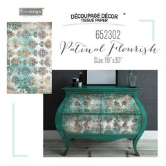 Patina Flourish | 19″ x 30″ Décor Decoupage Tissue | Redesign with Prima
