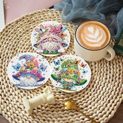 8 Pcs Gnome Diamond Art Coasters Kit with Holder, DIY Gnome Diamond Painting