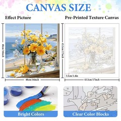 PRASIO Paint by Numbers Kit for Adults Beginner, Flowers 16×16 Inch, xm-op-01