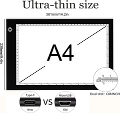 XIAOSTAR Light Box Drawing Pad, Tracing Board with Type-C Charge Cable and Brigh