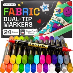 24 Dual-Tip Fabric Markers – Fabric Decorating Kit – Permanent for Clothes – …
