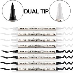 4 Black and 4 White Paint Pens Brush and Bold Dual-tip Acrylic Paint Marker S…
