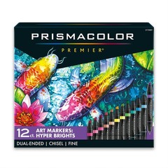Premier Dual-Ended Art Markers, Chisel and Fine Tips, Hyper Bright Colors, 12…