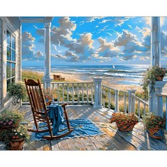 Landscape Paint by Numbers Kit for Adults Beginners, Beach Adult Paint by Num…