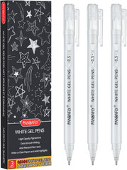 PANDAFLY White Gel Pens, 0.5Mm Extra Fine Point Opaque Archival Ink Pen for Jour