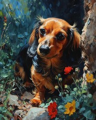 DIY Paint by Numbers for Adults Beginner, Mischievous Dachshund Digging, Pain…