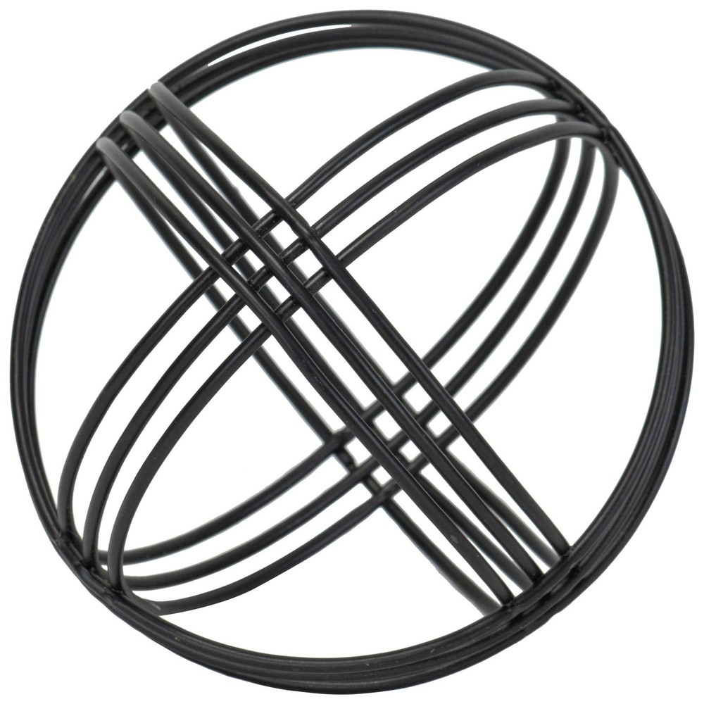 Foreside Home and Garden Modern Black Matte Metal Plaid Pattern Decorative