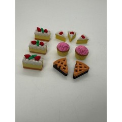 10pc Miniature Dessert Puzzle Erasers Kawaii Food Cake Cupcake Pie 3D Novelty