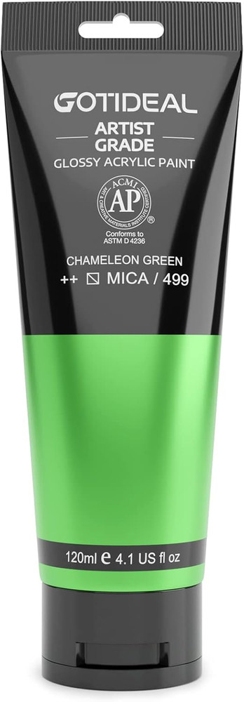Iridescent Acrylic Paint Chameleon Green Tubes(120Ml, 4.1 Oz) Non Toxic Non Fadi