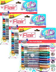 Xtra Sparkle Glitter Gel 10 Colours Xtra Sparkle Gel Pen by Flair 3 Pack
