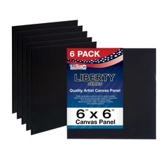 Black Cotton Canvas Panels 6″x6″ 6-Pack Mounted Art Boards Paint Supplies Craft