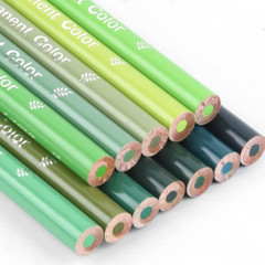 12 Green Colored Pencils Oil Based Pre-Sharpened Wooden Colored Pencil Set for A