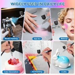 Airbrush Kit with Compressor: 50 PSI High Pressure Brush Kit with 0.2/0.3/0.5…