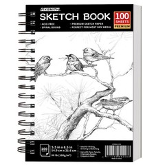 FIXSMITH 5.5″X8.5″ Sketch Book | 100 Sheets (68 5.5″x8.5″-1 Pack, Black