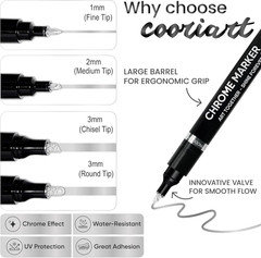 3PK Liquid Chrome Markers – Permanent Mirror Chrome Pens, Chrome Paint Pens for