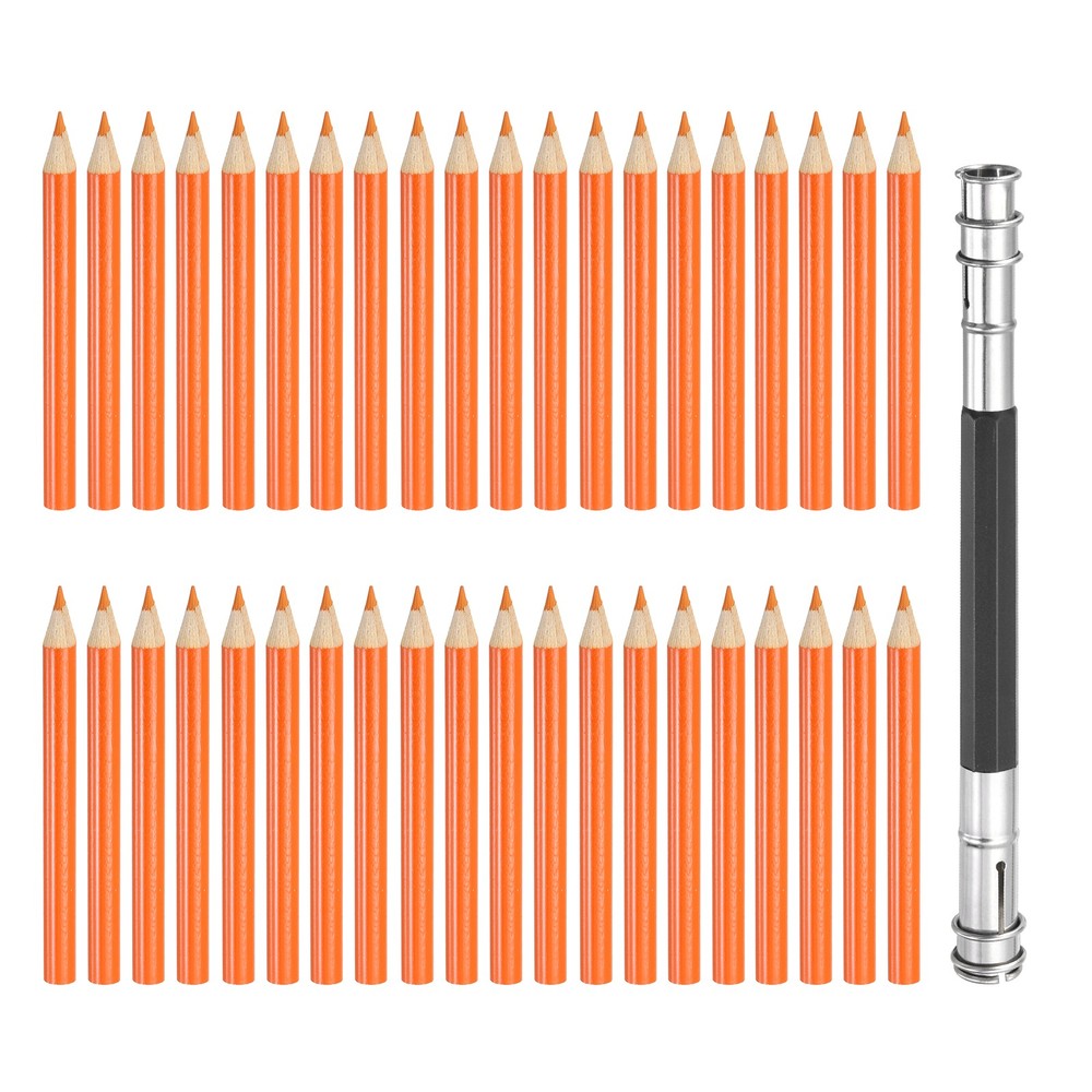 50Pcs Mini Colored Pencils 3.5 Inch Coloring Pencils with Extender, Tangerine