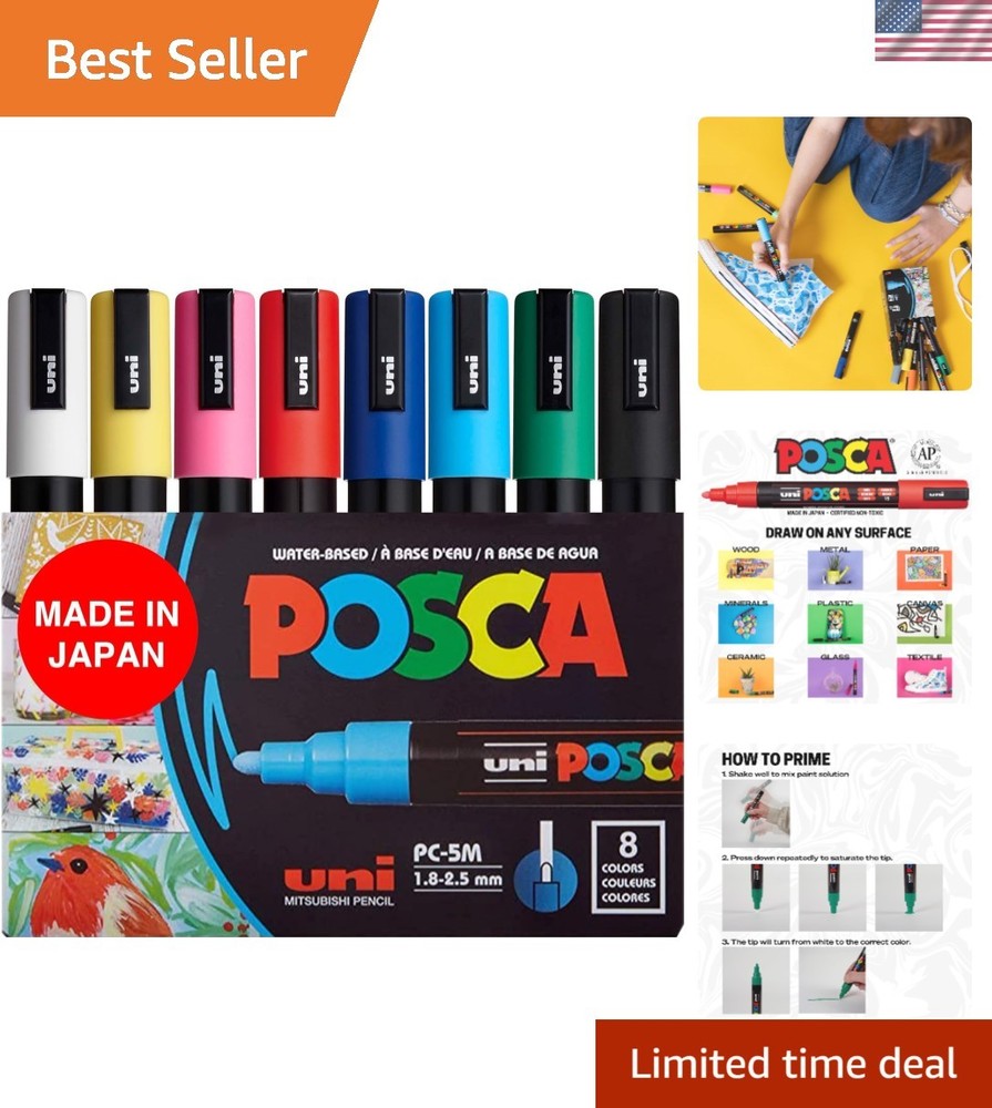 Versatile 8 Assorted Color Acrylic Paint Markers – Perfect for All Art Projects