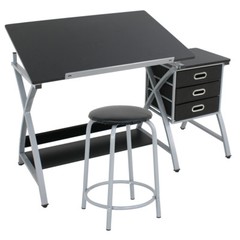 Adjustable Drawing Desk Drafting Table Art Craft W/ Drawers Black Studio Design