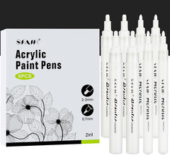 White Acrylic Paint Markers – Paint Markers Paint Pens – 8 Pack Acrylic Marker f