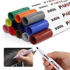 X-BULL Multicolor 12Pcs Waterproof Permanent Paint Marker Pen For Car Tyre Tire