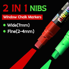 Window Chalk Markers for Cars Glass Washable, 8 Colors Liquid Chalk Marker Pens