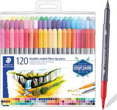 Double-Ended Fiber-Tip Pens, Non-Permanent Ink, Fine & Bold Writing and Coloring